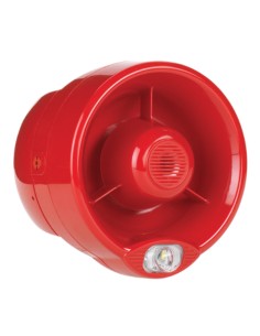 Sirena de pared+LED blanco VAD vía radio bidireccional serie FireVibes IP65. Color rojo